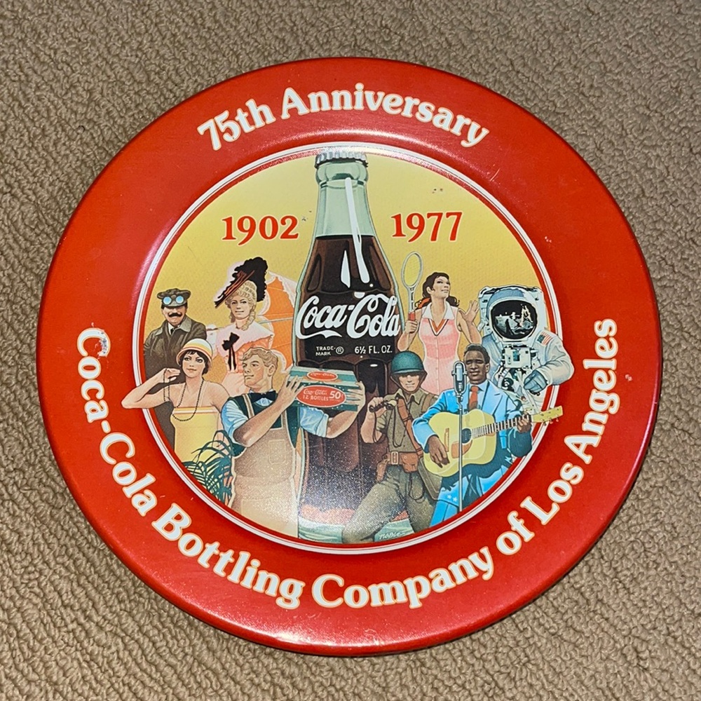 Vtg 1977 Coca Cola Bottling Company 75th Anniversary Plaque Plate Los Angeles